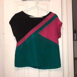 Color blocked Silk Blouse